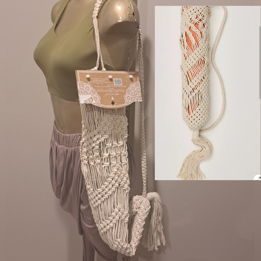 Oak And Reed Cream Color Boho Macrame Yoga Mat Carry Bag